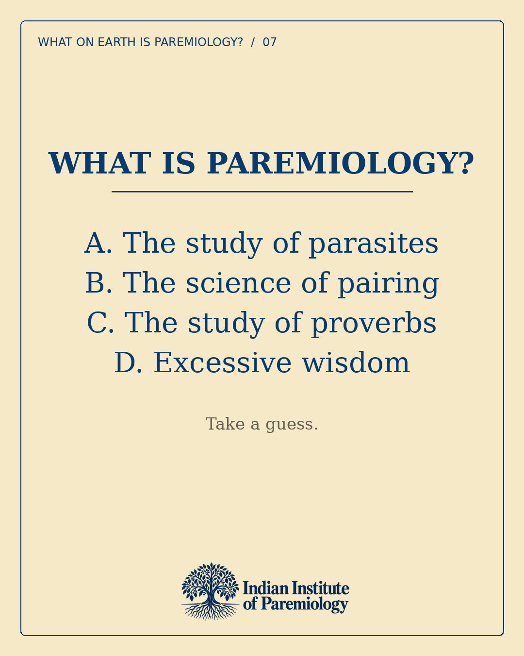 What is paremiology? A multiple-choice question.