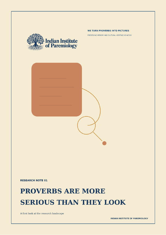 Cover of Research Note No. 1, Proverbs Are More Serious Than They Look.